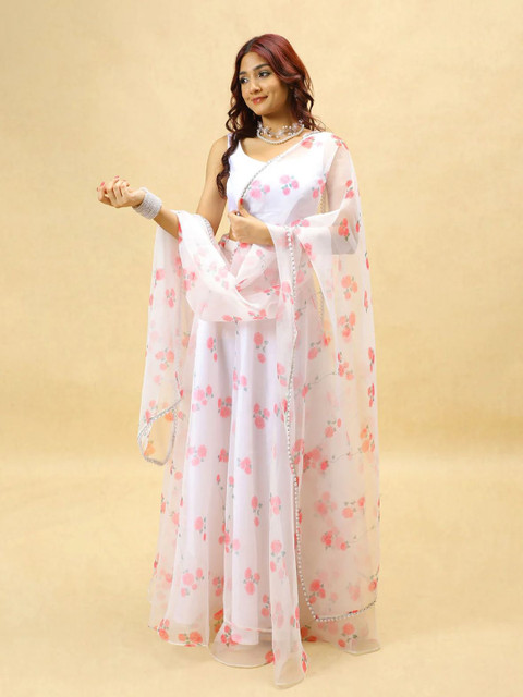 LIPS CROWN Printed Semi-Stitched Lehenga With Choli & Dupatta