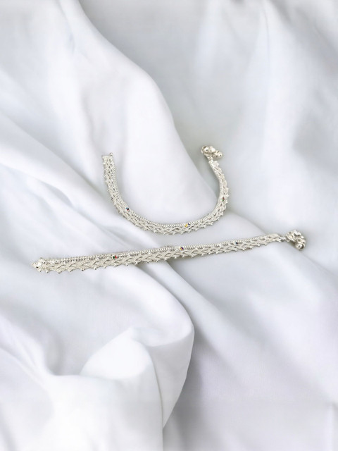 BR Ornaments Women Silver-Plated Artificial Beads Anklet