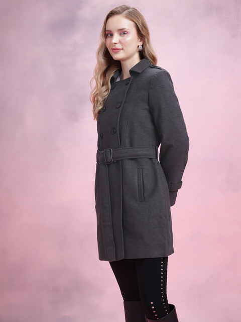 DressBerry Double-Breasted Overcoat With Belt And Shoulder Tabs - Image 4