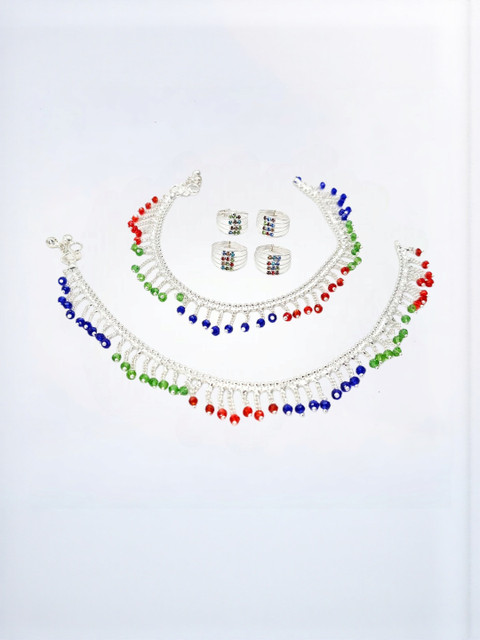 BR Ornaments Silver-Plated Artificial Stones Anklet