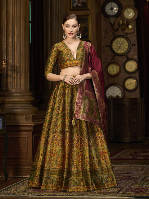 PURVAJA Woven Design Art Silk Lehenga & Unstitched Blouse With Dupatta