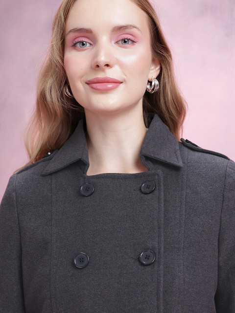 DressBerry Double-Breasted Overcoat With Belt And Shoulder Tabs - Image 2