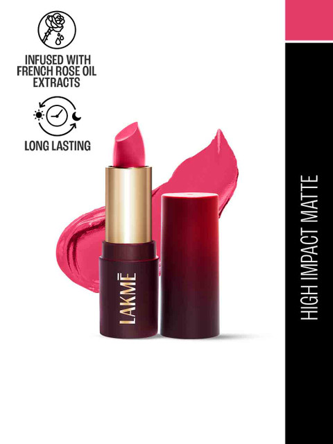 Lakme Forever Matte Long Lasting Lipstick With French Rose Oil Ext 4.5g - Pink Prom CP2