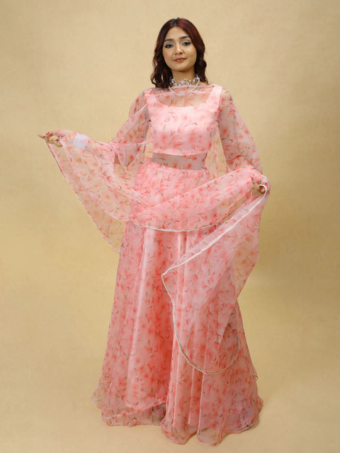 LIPS CROWN Printed Semi-Stitched Lehenga With Choli & Dupatta