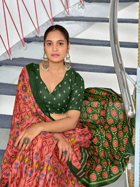 AMRUTKALA SAREES Ethnic Motifs Printed Pure Cotton Block Print Saree - Image 2