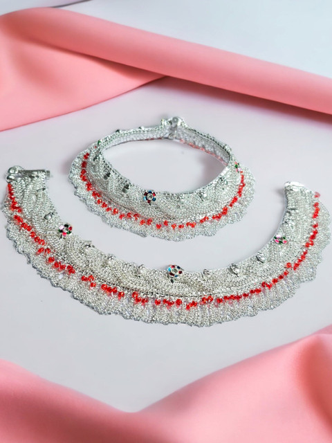 BR Ornaments Silver-Plated Artificial Stones Anklet