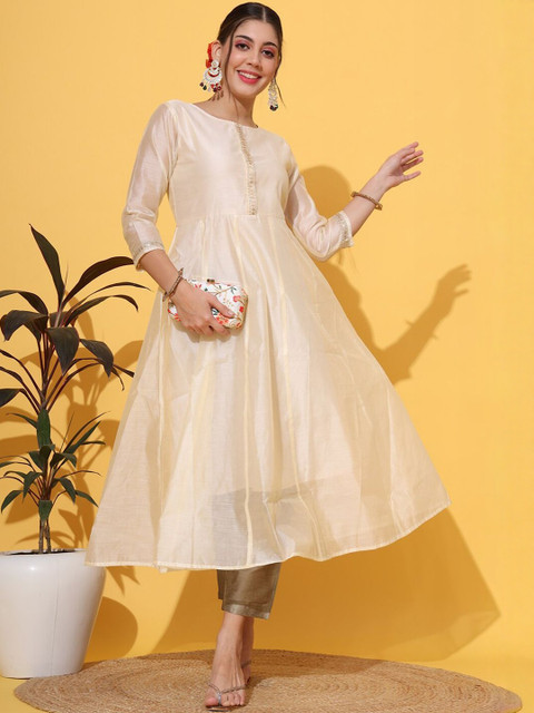 Sangria Women Embroidered Mirror Work Anarkali Kurtas