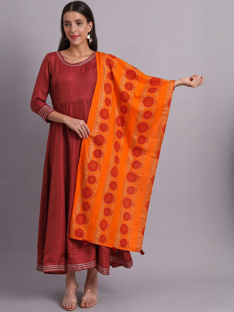 Sangria Ethnic Motifs Printed Cotton Dupatta