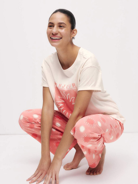 Marks & Spencer Printed Pure Cotton Night suit