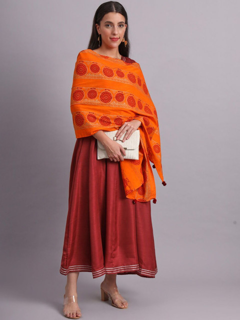 Sangria Ethnic Motifs Printed Cotton Dupatta - Image 5