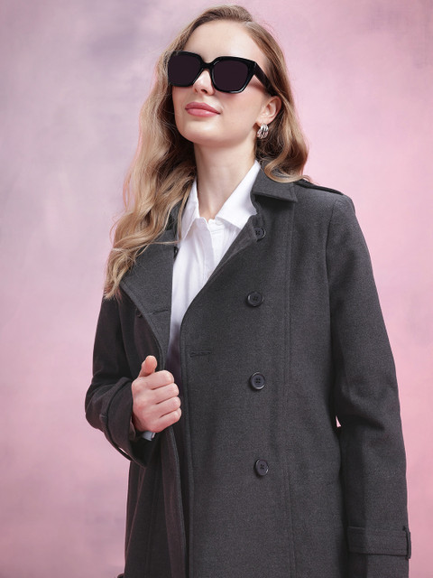 DressBerry Double-Breasted Overcoat With Belt And Shoulder Tabs