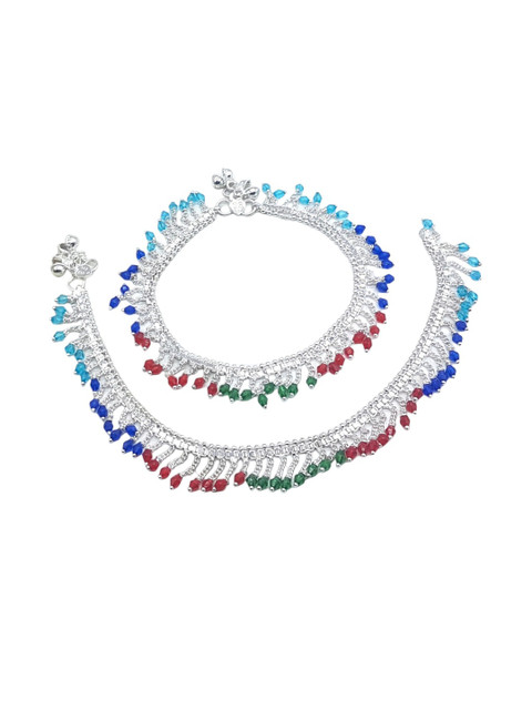 BR Ornaments Women Silver-Plated Artificial Stones Anklet