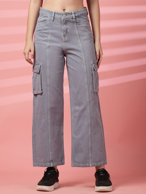 COSMIC Women Relaxed Wide Leg Cotton Denim Cargos
