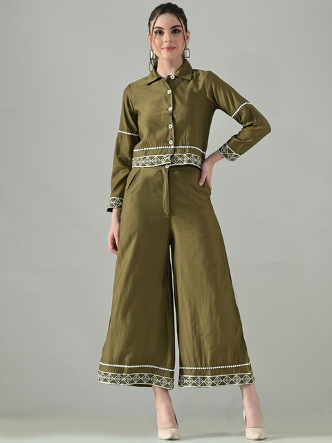 HERE&NOW Embroidered Shirt & Trousers Co-Ord Set