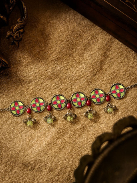 EVERSTYLISH RAJASVI Women Silver-Plated Artificial Beaded Oxidised Choker Necklace