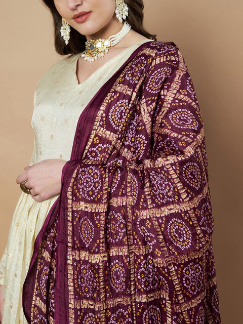 AKSHADEEP Bandhani Printed Dupatta With Tassels - Image 2