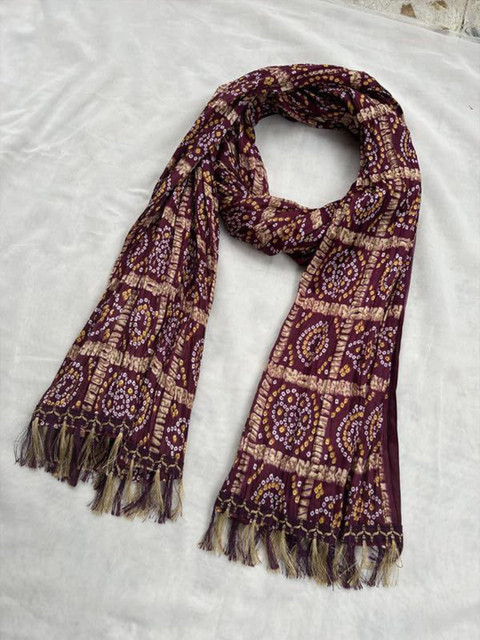 AKSHADEEP Bandhani Printed Dupatta With Tassels - Image 6