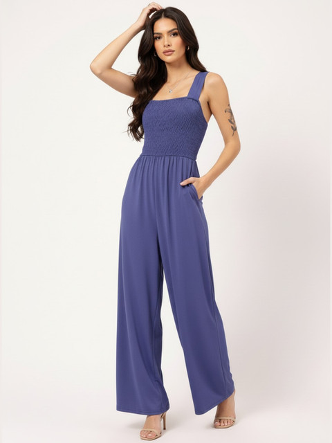 DressBerry Sugarplum Style Shoulder Straps Smocked Basic Jumpsuit