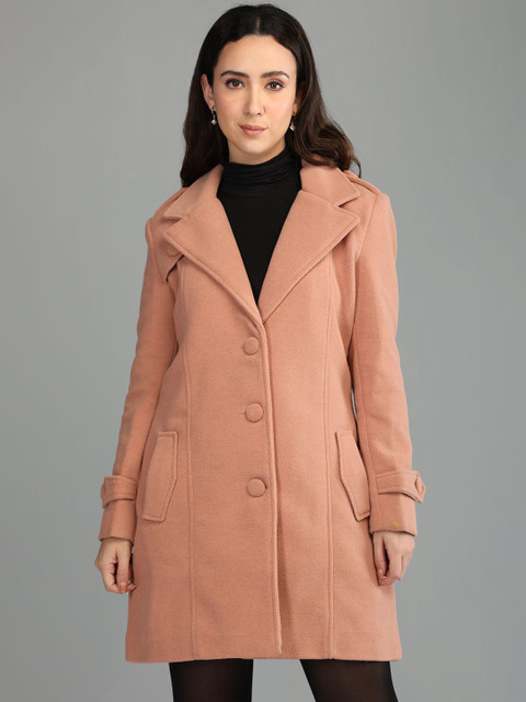 HONNETE Women Notched Lapel Regular Fit Single Breasted Trench Coat