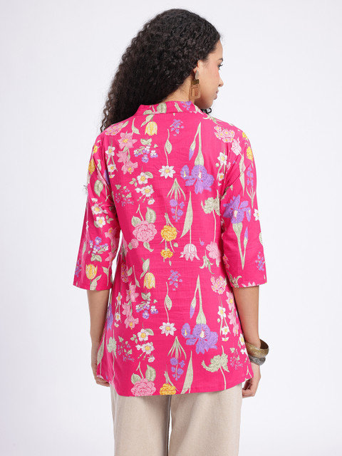 Anouk Rustic Floral Printed Mandarin Collar Straight Kurti - Image 6