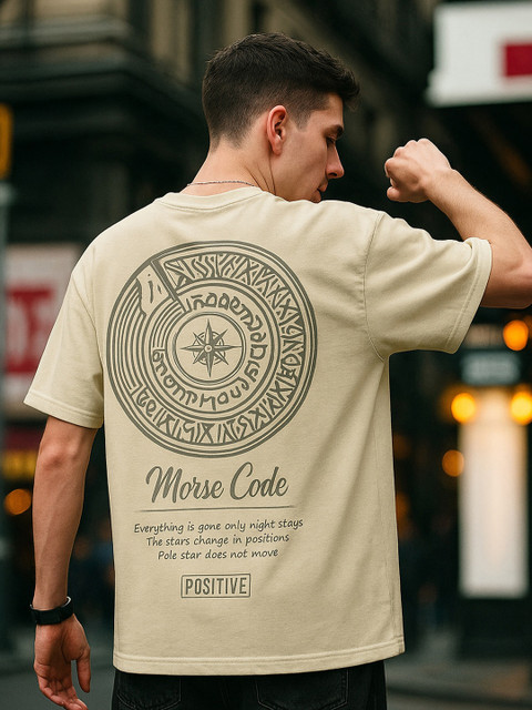 MORSE CODE Men Graphic Oversized T-shirt