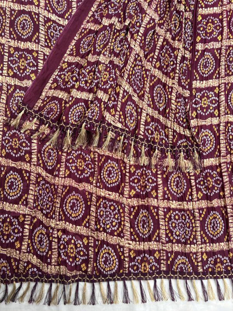 AKSHADEEP Bandhani Printed Dupatta With Tassels - Image 7
