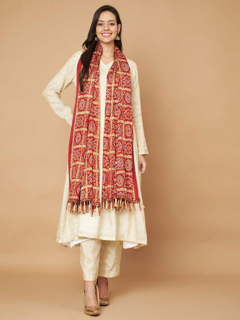 AKSHADEEP Bandhani Printed Dupatta With Tassels