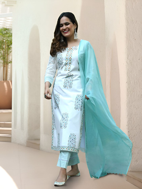 Anouk Rustic Women Ethnic Motifs Printed Kurta with Trousers & Dupatta
