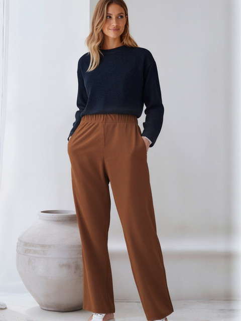 HERE&NOW Women Wide Leg High-Rise Trousers