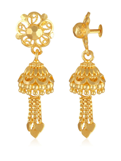 VIVASTRI Women Gold-Plated Alloy Floral Jhumka Earrings - Image 3