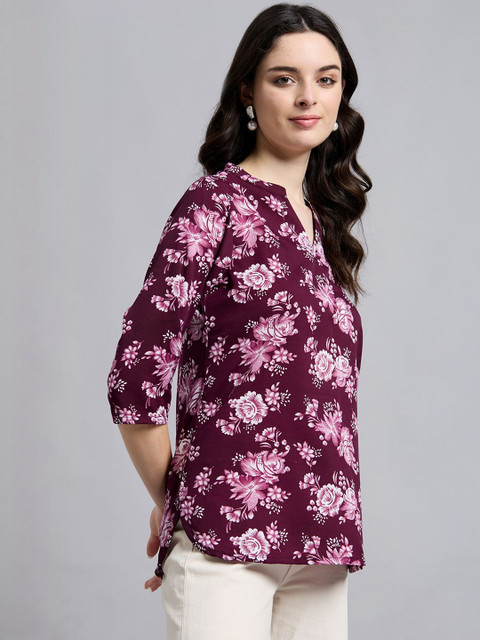 THE FAB FACTORY Women Floral Printed V-Neck Top