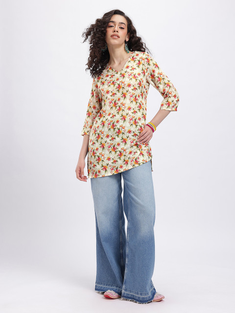 Anouk Rustic Floral Printed V-Neck Straight Kurti - Image 6
