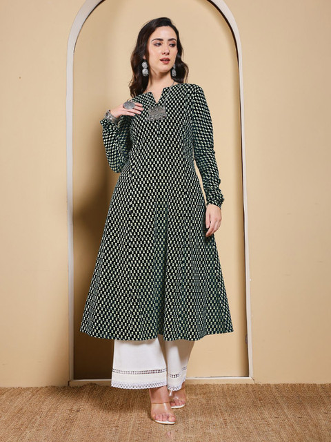 FIORRA Women Floral Printed Thread Work Kurta