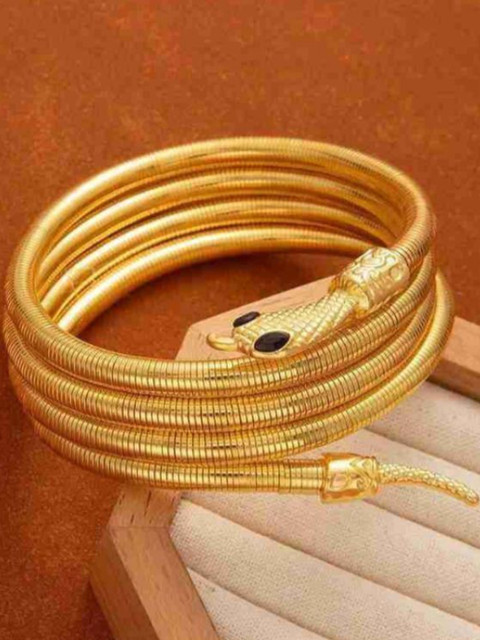 Nui Gold-Plated Artificial Stones Studded Korean Wraparound Bracelet