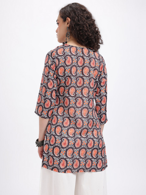 Anouk Rustic Ethnic Motifs Printed V-Neck Kurti - Image 5