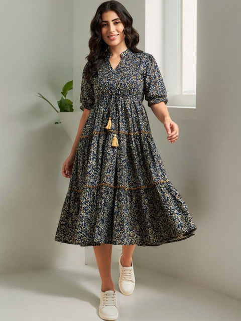 Krunal Raiyani Women Floral Printed Daily Flared Anarkali Kurta