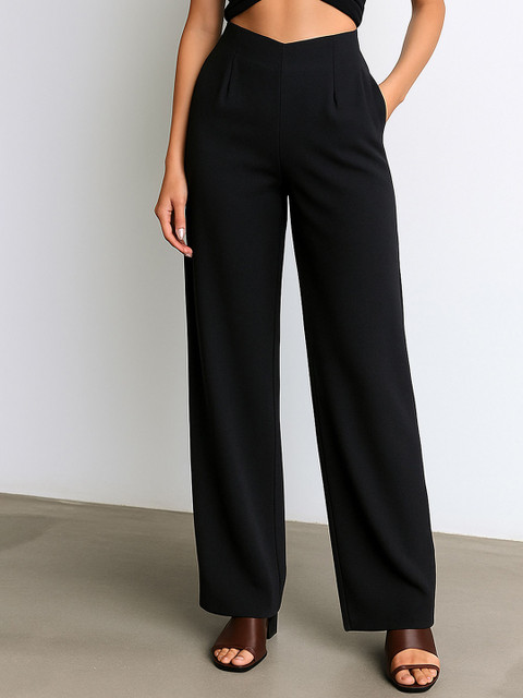 SASSAFRAS Women Relaxed Fit High-Rise Trousers