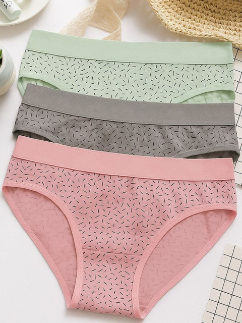 FiveFlag Women Pack of 3 Multicolor Printed Briefs