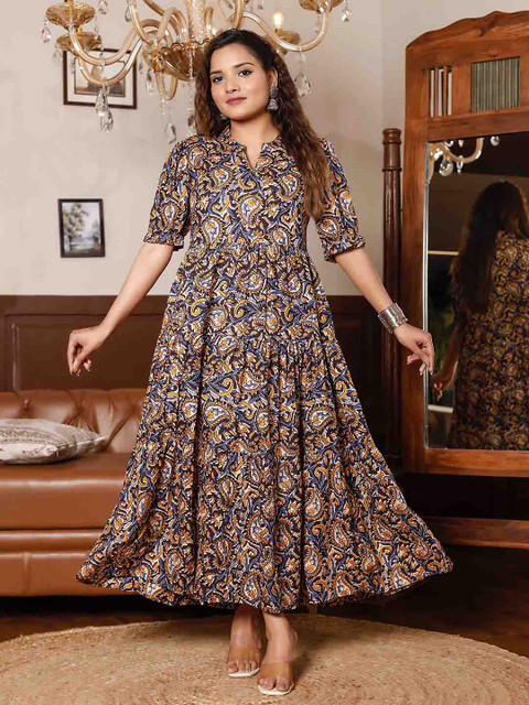 PRESHA Women Floral Printed Screen Print Daily Cotton Anarkali Kurta