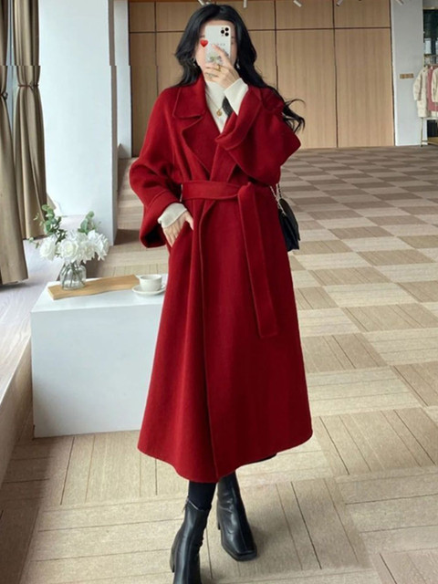 StyleCast Women Notched Lapel Longline Front-Open Wrap Coat