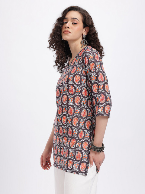 Anouk Rustic Ethnic Motifs Printed V-Neck Kurti - Image 4
