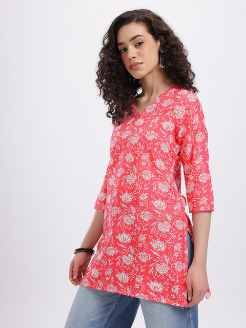 Anouk Rustic Floral Printed V-Neck Straight Kurti - Image 4