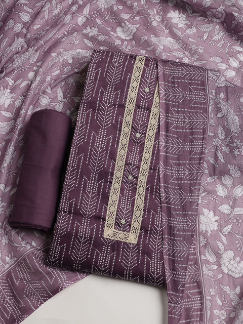 Meena Bazaar Floral Woven Design Unstitched Dress Material