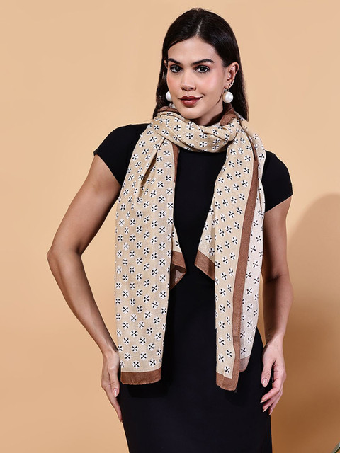 LOOM LEGACY Floral Block Printed Modal Dupatta