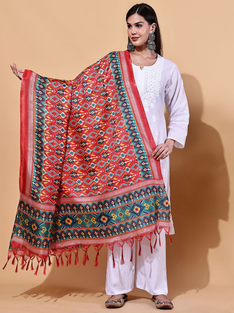 LOOM LEGACY Geometric Printed Dupatta