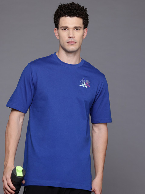 ADIDAS Brand Logo Embroidered Pure Cotton T-shirt