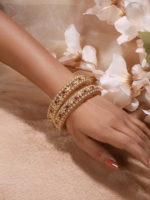 Anouk Set Of 2 Gold-Plated Stones-Studded Bangles