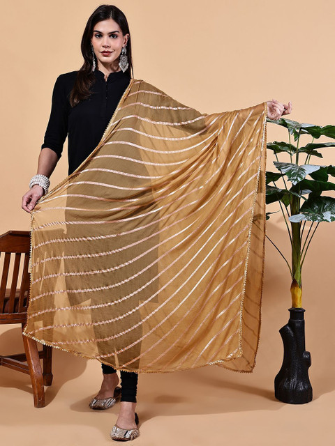 LOOM LEGACY Striped Dupatta With Zari