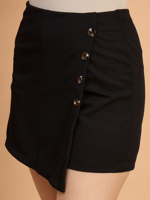 Roadster Women Black Lycra Blend Mini Skorts