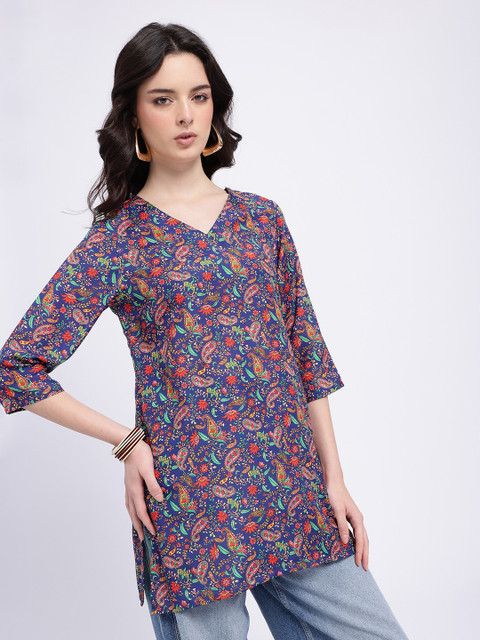 Anouk Rustic Paisley Printed V-Neck Kurti
